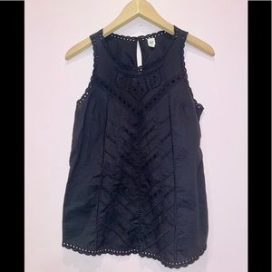 Black Embroidered Sleeveless Blouse